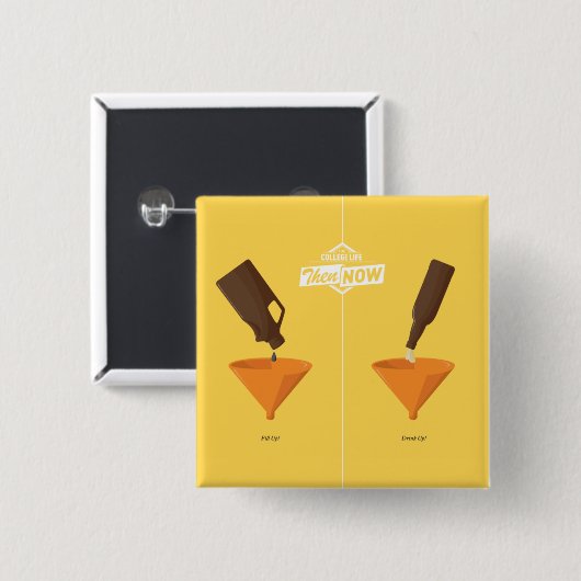 En nu: Beer Pong Vierkante Button 5,1 Cm (Voorkant /achterkant)