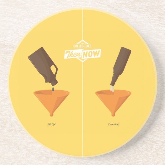 En nu: Beer Pong Zandsteen Onderzetter (Voorkant)