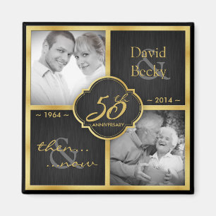 En nu Elegant Black en Gold 50th Wedding Magneet