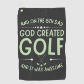 En op de 8ste dag Creëer God een Bijbelvers over g Golfhanddoek (Voorkant)