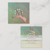  en ouder Blauwgroen, Blush en grijs Vierkante Visitekaartje (Voorkant / Achterkant)