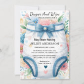 En post pap roze blauwe luier en veeg Baby shower Kaart (Voorkant)