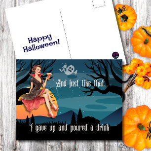 En precies zo schonk ik een drankje Halloween Feestdagenkaart