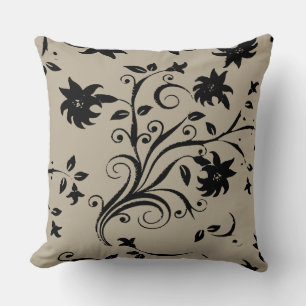  en Retro Abstract Black Flowers Patroon Kussen