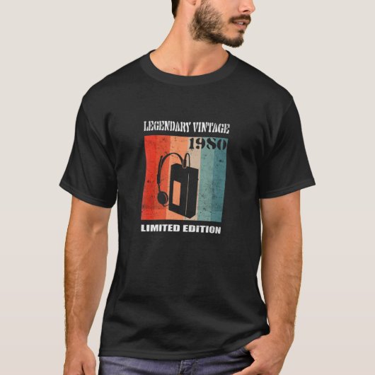 en Retro Birthday, Walkman, , Jaar T-shirt (Voorkant)