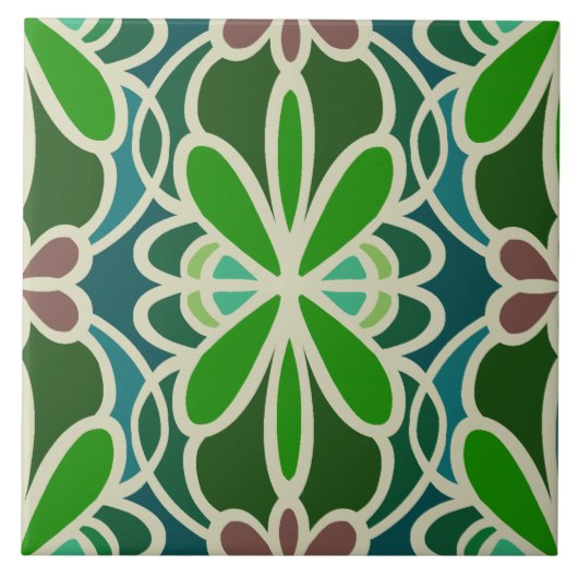  en retro naadloze patroonkeramische tegel tegeltje (Voorkant)