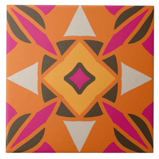  en retro naadloze patroonkeramische tegel tegeltje (Voorkant)