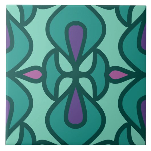  en retro naadloze patroonkeramische tegel tegeltje (Voorkant)