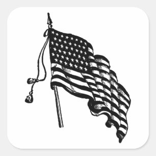 en retroAmerikaanse vlagvarenden Vierkante Sticker