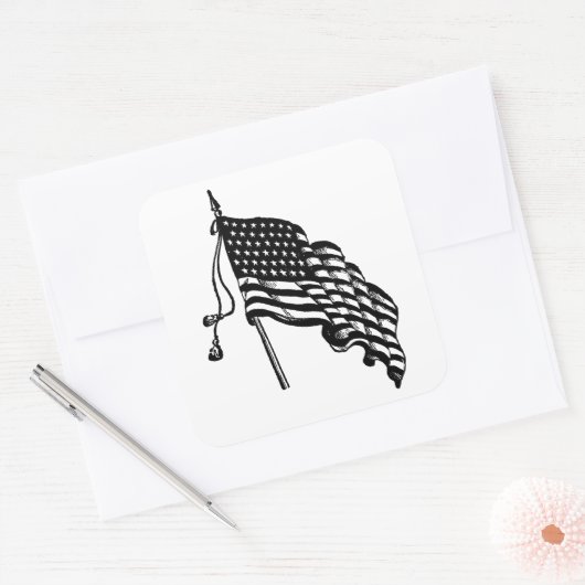  en retroAmerikaanse vlagvarenden Vierkante Sticker (Envelop)