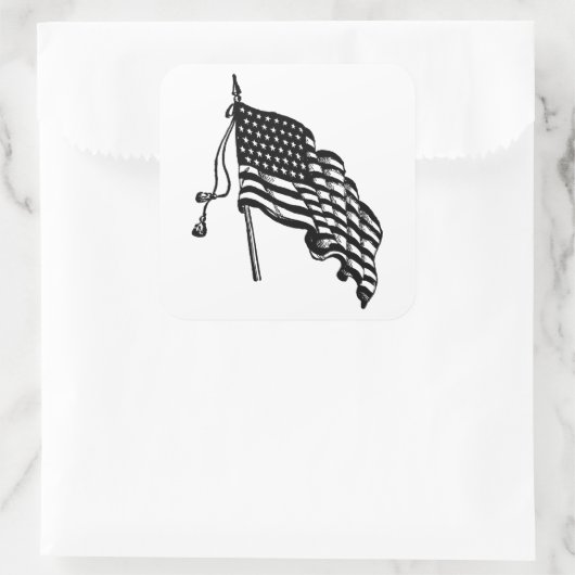  en retroAmerikaanse vlagvarenden Vierkante Sticker (Tas)