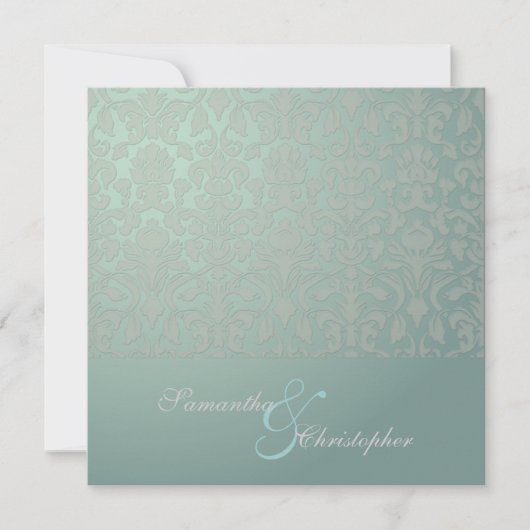  en Romantic Damask Wedding Invitations Kaart (Voorkant)