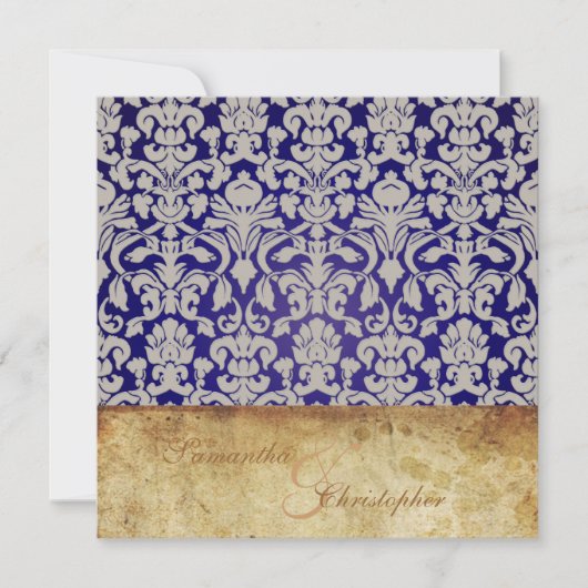  en Romantic Damask Wedding Invitations Kaart (Voorkant)