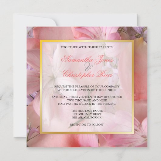 en Romantische Floral Wedding Invitations Kaart (Voorkant)