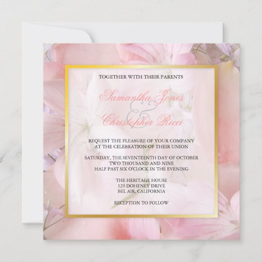  en Romantische Floral Wedding Invitations Kaart (Voorkant)