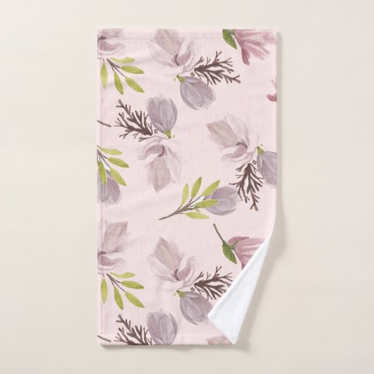  en romantische zwarte roze monogrammen bad handdoek (Handdoek)