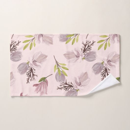  en romantische zwarte roze monogrammen bad handdoek (Handdoek)