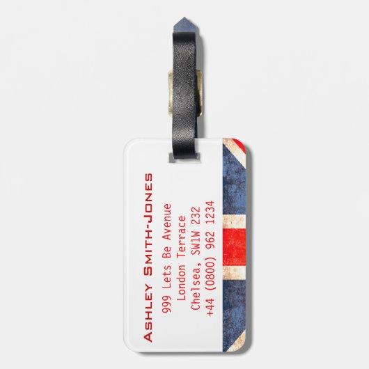 en route pour l'aventure bagagelabel Britse vlag (Achterkant verticaal)