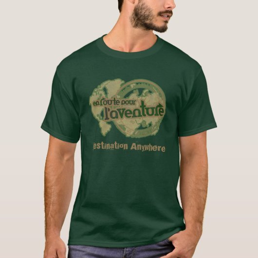 en route pour l'aventure where green t-shirt (Voorkant)