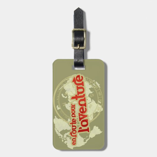 en route voor het gieten van bruin rood bagagelabe bagagelabel (Voorkant verticaal)