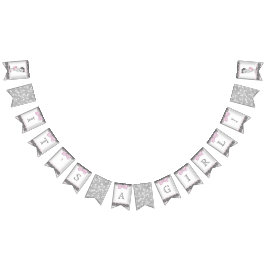  en roze grijs meisje Baby shower Vlaggetjes