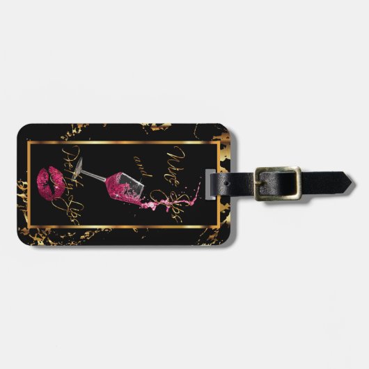 🍷 en  roze lips 👄 bagagelabel (Voorkant horizontaal)