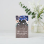  en Russische marine en Royal Blue Floral Boho Visitekaartje (Staand voorkant)
