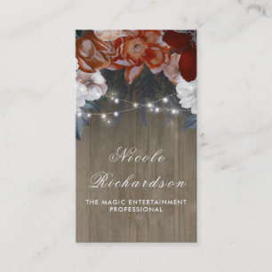  en rustieke Plum en Bourgogne Floral Boho Visitekaartje