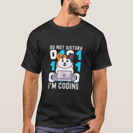 En Schattig Niet Storen Ik Codeer Voor Kat T-shirt (Voorkant)