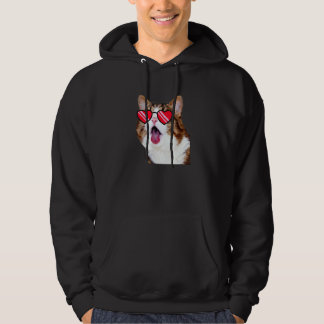 En Schattige Kat Gezicht Kat Met Bril Hoodie