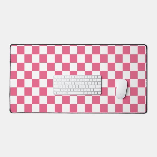  en sfeervol geruit in roze en wit bureaumat (Keyboard & Muis)