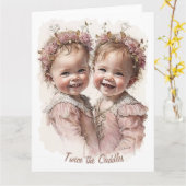  en snelle zussen en Twins Birthday Kaart (Gele Bloem)