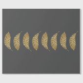 en Swanky Faux Gold Leaf Stripe on Black Cadeaupapier (Vlak)