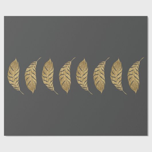 en Swanky Faux Gold Leaf Stripe on Black Cadeaupapier (Vlak)