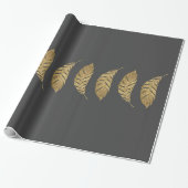 en Swanky Faux Gold Leaf Stripe on Black Cadeaupapier (Uitgerold)