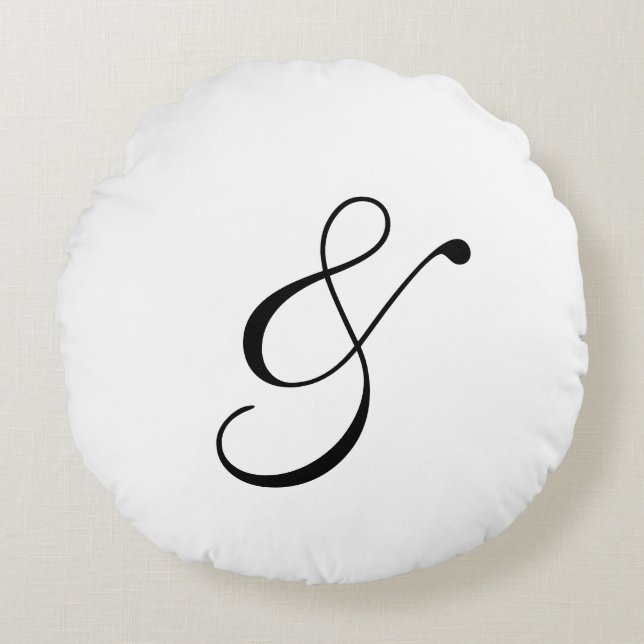 en Symbool Ampersand Script Typografie Rond Kussen (Voorkant)