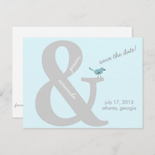 "En" teken Save the Date Briefkaart (Voorkant / Achterkant)