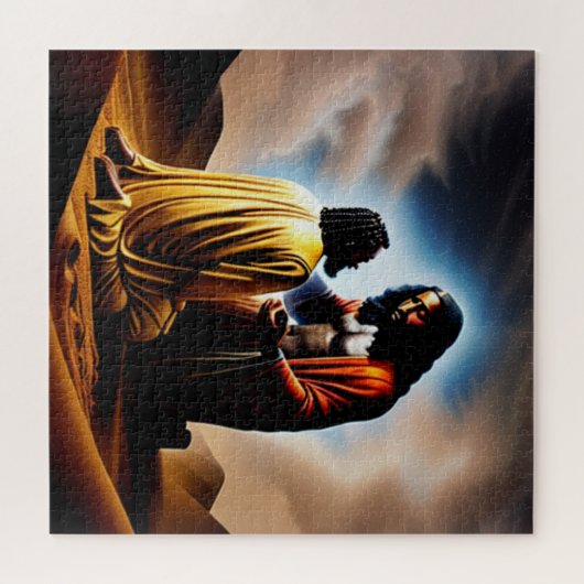 En toen was er Man Black Christelijk Art Puzzle Legpuzzel (Horizontaal)