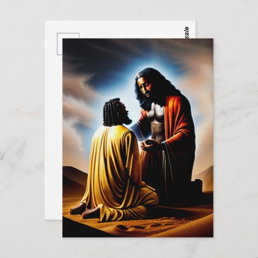 En toen was er Man zwart Christelijk Briefkaart (Voorkant / Achterkant)