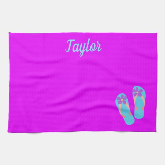  en tropische Teenslippers Theedoek (Horizontaal)