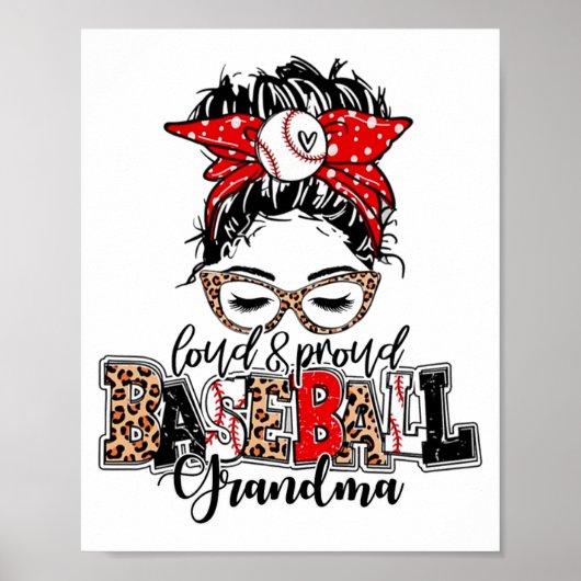 En Trots honkbal oma Messy Bun Leopard Poster (Voorkant)