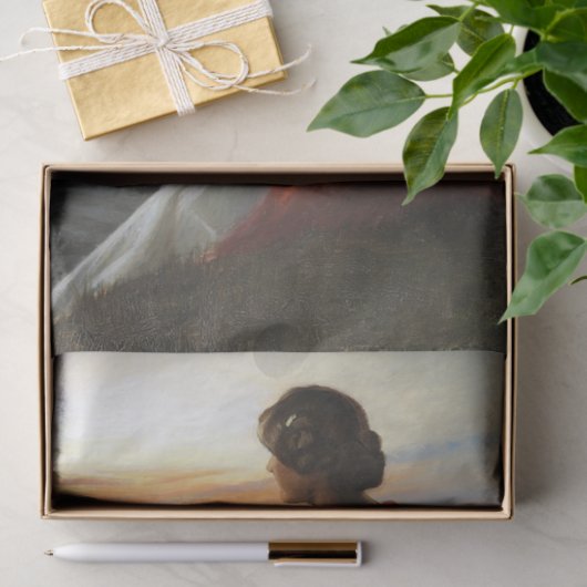 En ung Kvinde Betragter et Sankthansbål Tissuepapier (Geschenk)