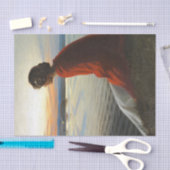 En ung Kvinde Betragter et Sankthansbål Tissuepapier (Craft)