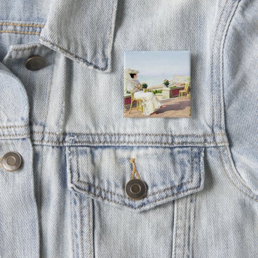 En vakantie vierkante button 5,1 cm (In situ)