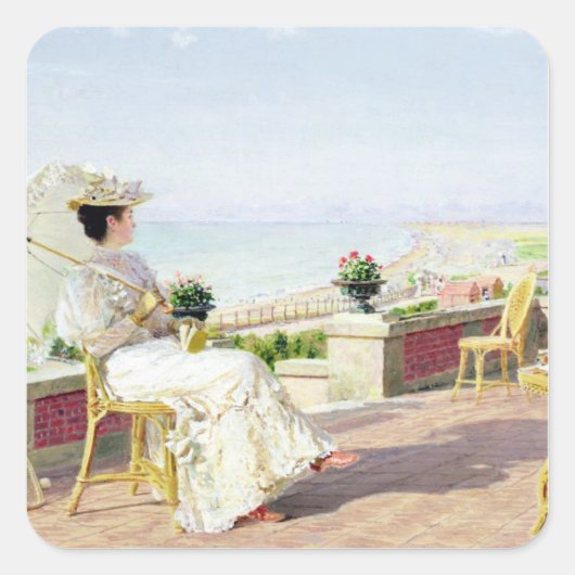 En vakantie vierkante sticker (Voorkant)