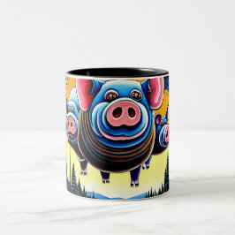En varkens kunnen vliegen tweekleurige koffiemok