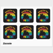 En voor de Pride 70's Motorcycle Rainbow Sunset Vierkante Sticker (Vel)