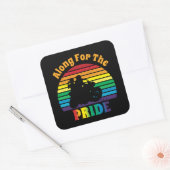 En voor de Pride 70's Motorcycle Rainbow Sunset Vierkante Sticker (Envelop)