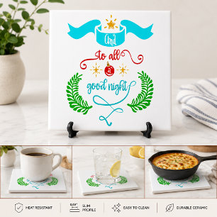 En voor iedereen een goede nacht Kerst typografie Tegeltje