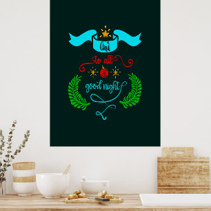 En voor iedereen een goede nacht Kerstmis, Typogra Poster